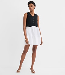 Linen Cotton Vest Ruffle Mini Dress carousel Product Image 2