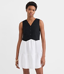 Linen Cotton Vest Ruffle Mini Dress carousel Product Image 1