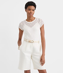 Petite Lace Cap Sleeve Tee carousel Product Image 2