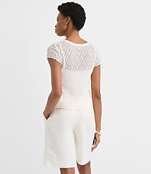 Petite Lace Cap Sleeve Tee carousel Product Image 4