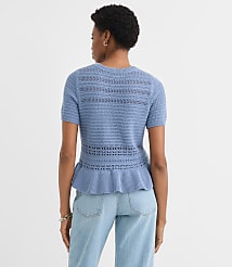 Pointelle Peplum Sweater carousel Product Image 3