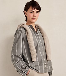 Haven Well Within Organic Cotton Poplin Stripe Long Sleeve Top carousel Product Image 2