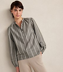 Haven Well Within Organic Cotton Poplin Stripe Long Sleeve Top carousel Product Image 1