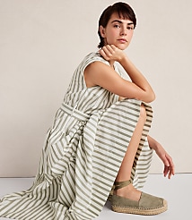 Haven Well Within Organic Cotton Poplin Stripe Tiered Midi Dress carousel Product Image 2