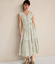 Haven Well Within Organic Cotton Poplin Stripe Tiered Midi Dress carousel Product Image 1