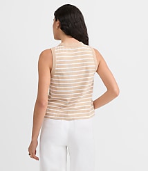 Petite Striped V-Neck Cardigan Tank Top carousel Product Image 3
