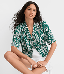 Petite Floral Twill Relaxed Everyday Shirt carousel Product Image 1