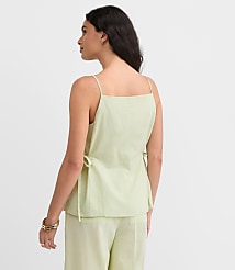Petite Side Tie Linen Cotton Strappy Vest Top carousel Product Image 3