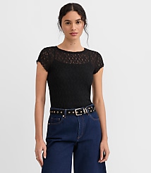 Lace Cap Sleeve Tee carousel Product Image 1