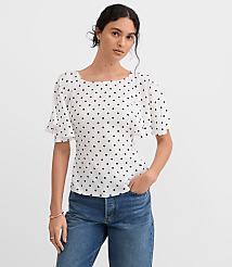 Dotted Tie Back Cape Sleeve Blouse carousel Product Image 1