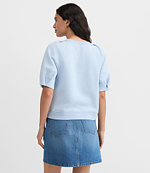 Heathered Pleated Puff Sleeve Sweatshirt carousel Product Image 3