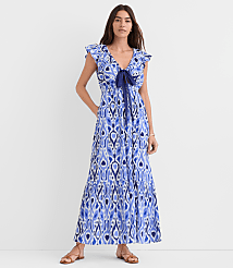 LOFT Beach Ikat Bow Cutout Maxi Pocket Dress carousel Product Image 1
