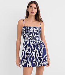 LOFT Beach Ikat Linen Cotton Smocked Romper carousel Product Image 2
