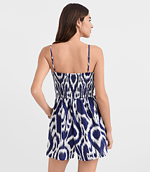LOFT Beach Ikat Linen Cotton Smocked Romper carousel Product Image 4