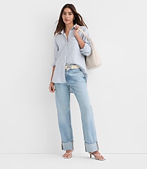 Striped Linen Cotton Everyday Oversized Pocket Shirt carousel Product Image 2