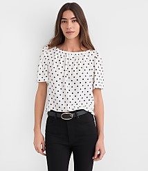 Dotted Flutter Sleeve Boatneck Top carousel Product Image 3