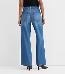 Rivete Tall Curvy Mid Rise Wide Leg Jeans in Vintage Dark Wash carousel Product Image 2