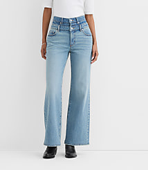 Rivete Double Waisted High Rise Wide Leg Jeans in Light Wash carousel Product Image 3