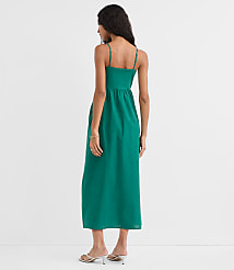 Petite Floral Linen Cotton Strappy Midi Pocket Dress carousel Product Image 3