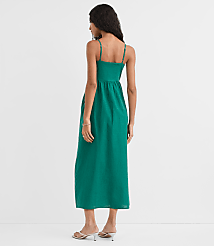 Tall Floral Linen Cotton Strappy Midi Pocket Dress carousel Product Image 2