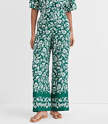Petite Fluid Pull On Wide Leg Pants in Floral Twill carousel Product Image 3