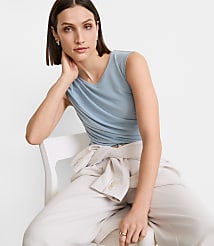 Petite LOFT Versa Mesh Ruched Tank Top carousel Product Image 2