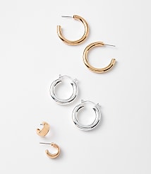 Mixed Metal Hoop Earring Set carousel Product Image 1