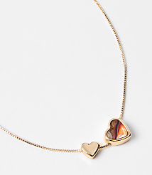 Tortoiseshell Print Mini Heart Necklace carousel Product Image 2