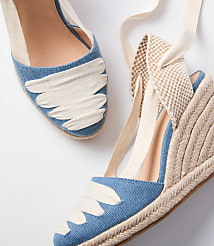 Ribbon Lace Up Espadrille Wedges carousel Product Image 2