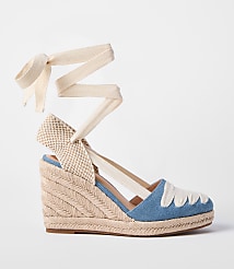 Ribbon Lace Up Espadrille Wedges carousel Product Image 1