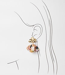 Multicolored Tortoiseshell Print Petaled Statement Earrings carousel Product Image 2