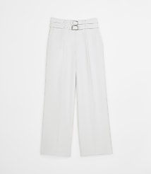 LOFT Versa Crepe Drape Double Belted Wide Leg Pants carousel Product Image 5