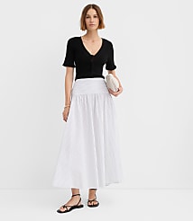 Striped Yoke Poplin Maxi Skirt carousel Product Image 1