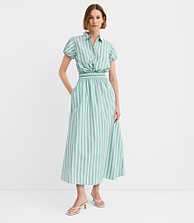 Striped Poplin Twist Midi Pocket Shirtdress carousel Product Image 1