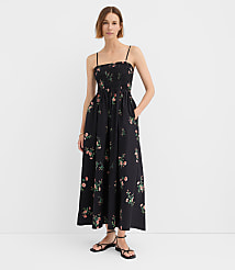 Floral Poplin Smocked Strappy Maxi Dress carousel Product Image 2