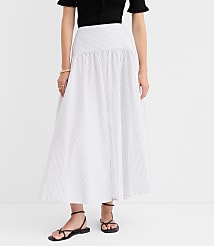 Striped Yoke Poplin Maxi Skirt carousel Product Image 3