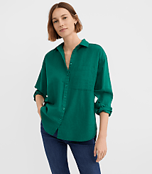 Petite Linen Cotton Everyday Oversized Pocket Shirt carousel Product Image 2