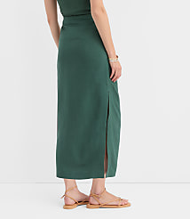 Petite Ruched Linen Blend Midi Skirt carousel Product Image 2