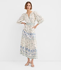 Petite Border Floral Flounce Midi Dress carousel Product Image 1