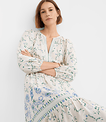 Petite Border Floral Flounce Midi Dress carousel Product Image 2