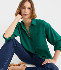 Petite Linen Cotton Everyday Oversized Pocket Shirt carousel Product Image 1