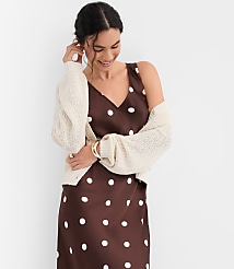 Dotted Satin V-Neck Bias Maxi Dress carousel Product Image 3