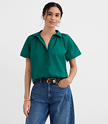 Petite Poplin Bubble Sleeve Shirt carousel Product Image 1