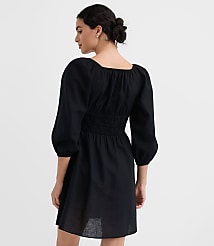 Linen Cotton Smocked Mini Dress carousel Product Image 3
