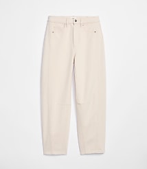 Rivete Tall Curvy Seamed High Rise Barrel Jeans in Ivory carousel Product Image 3