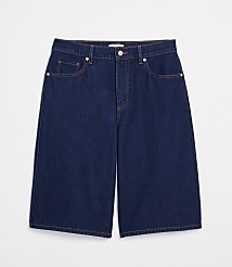 Rivete Tall High Rise Denim Bermuda Shorts in Dark Rinse carousel Product Image 4