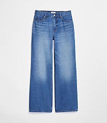 Rivete Petite Curvy Mid Rise Wide Leg Jeans in Vintage Dark Wash carousel Product Image 3