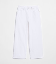 Rivete Petite Curvy High Rise Wide Leg Crop Jeans in White carousel Product Image 3