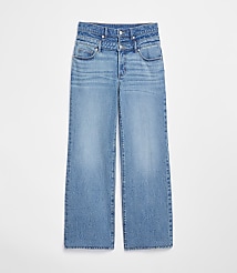 Rivete Double Waisted High Rise Wide Leg Jeans in Light Wash carousel Product Image 5