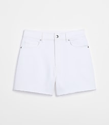 Rivete High Rise Cut Off Denim Shorts in White carousel Product Image 4